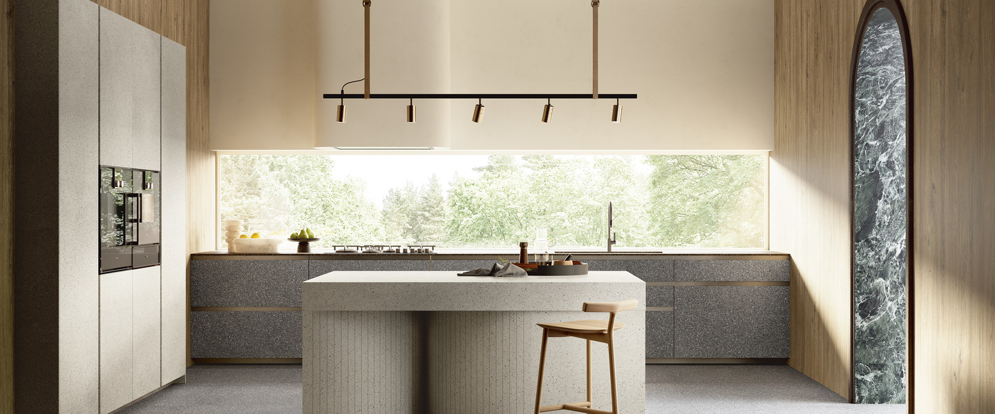 Kitchen countertops Effect Granit seminato candido