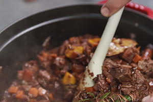 daube on porcelain countertop