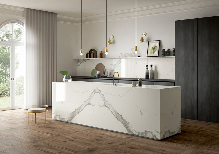 Porcelain tile kitchen countertops