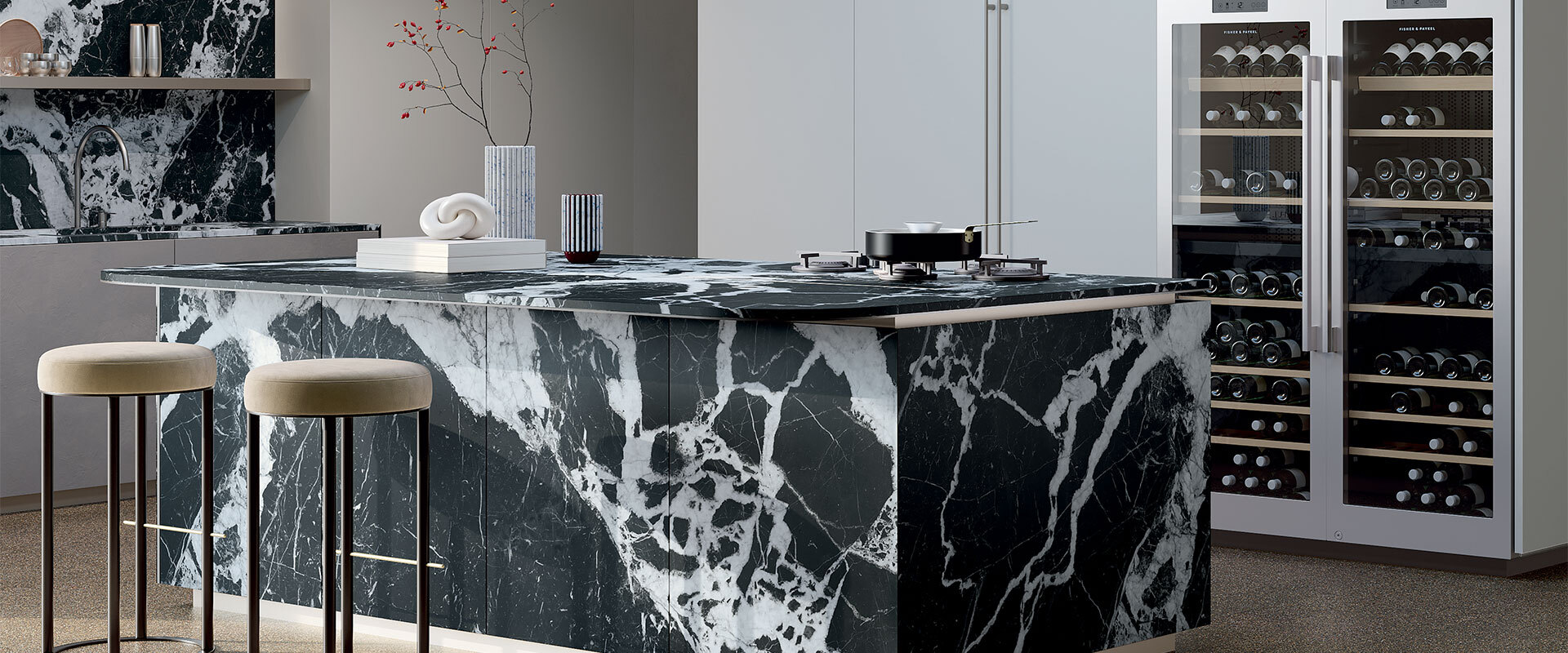 Grand Antique black marble-effect kitchen top - SapienStone
